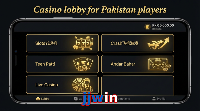 Lobby view of Jjwin for Pakistan users